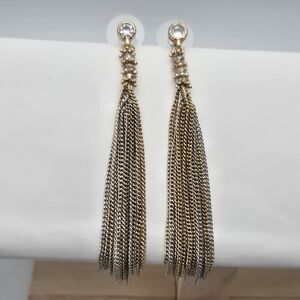 Chain Tassel Loulou Earrings AB Crystals 925 Sterling Silver Posts